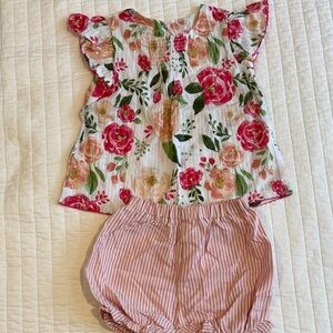 Mud Pie Floral and Striped Kids Matching Set